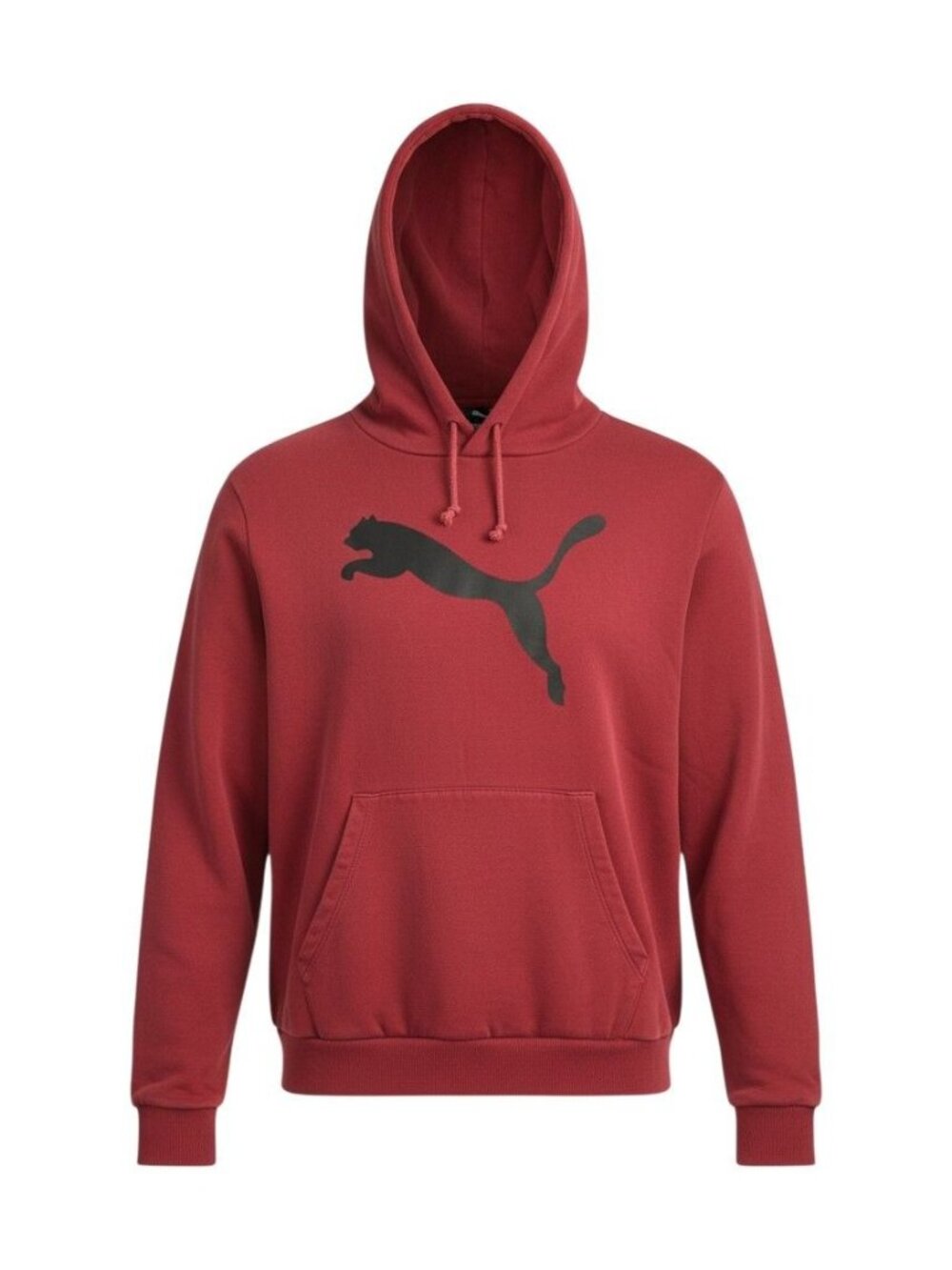 Puma Mens Red Hoodie Black Logo Drawstring Kangaroo Pocket Long Sleeves Large